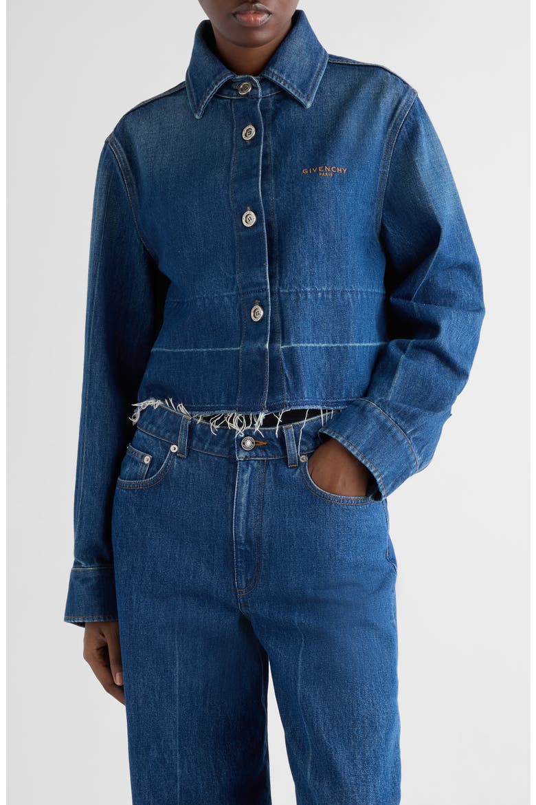 Release Hem Raw Edge Denim Shirt, Main, color, MEDIUM BLUE