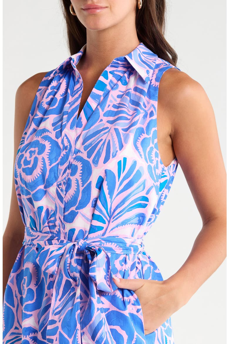 Cileah Floral Sleeveless Cotton Shirtdress, Alternate, color, WHITE-PINK-BLUES