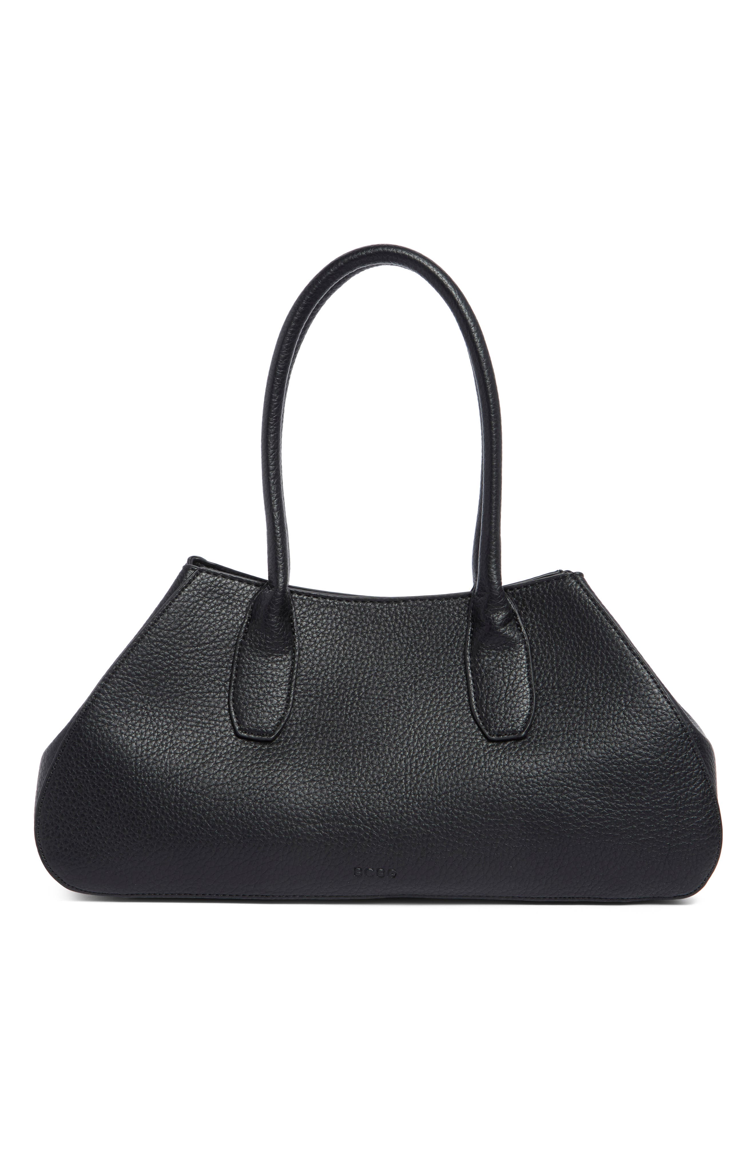 Faux Leather Top Handle Satchel, Alternate, color, BLACK