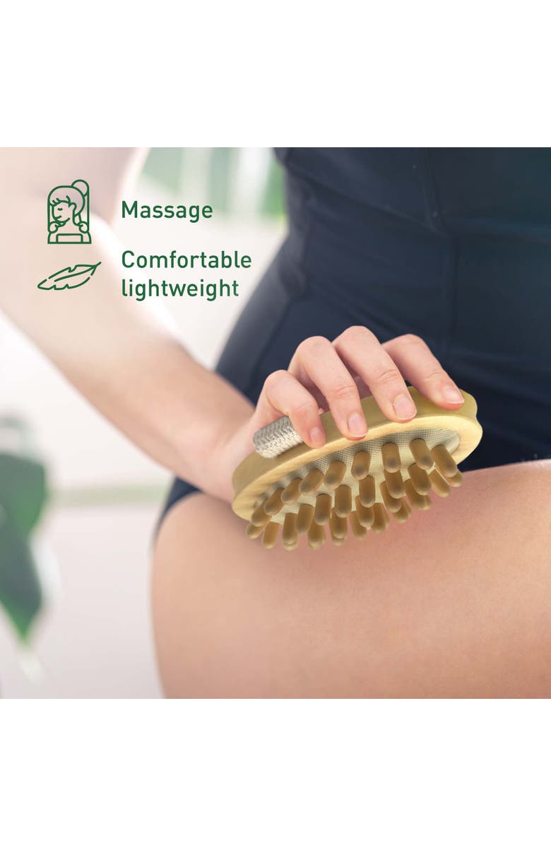 PURSONIC Home Spa Collection Natural Wood Massager, 4-in-1 Foot Scrubber,  Bath Brush, and Lavender & Sea Salt Mist Spray, Alternate, color, Beige