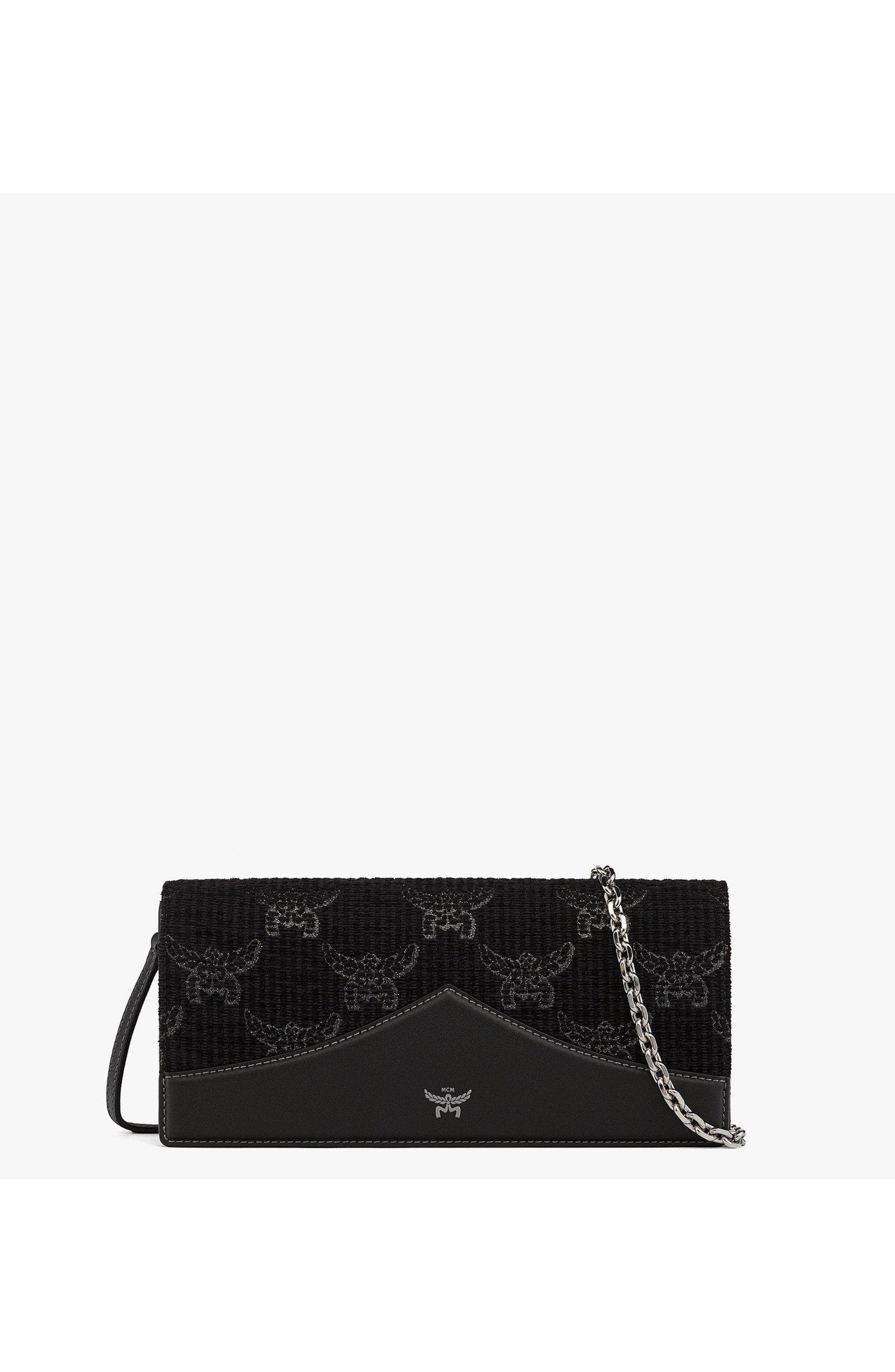 MCM Diamond Clutch in Lauretos Lurex Jacquard, Main, color, Black