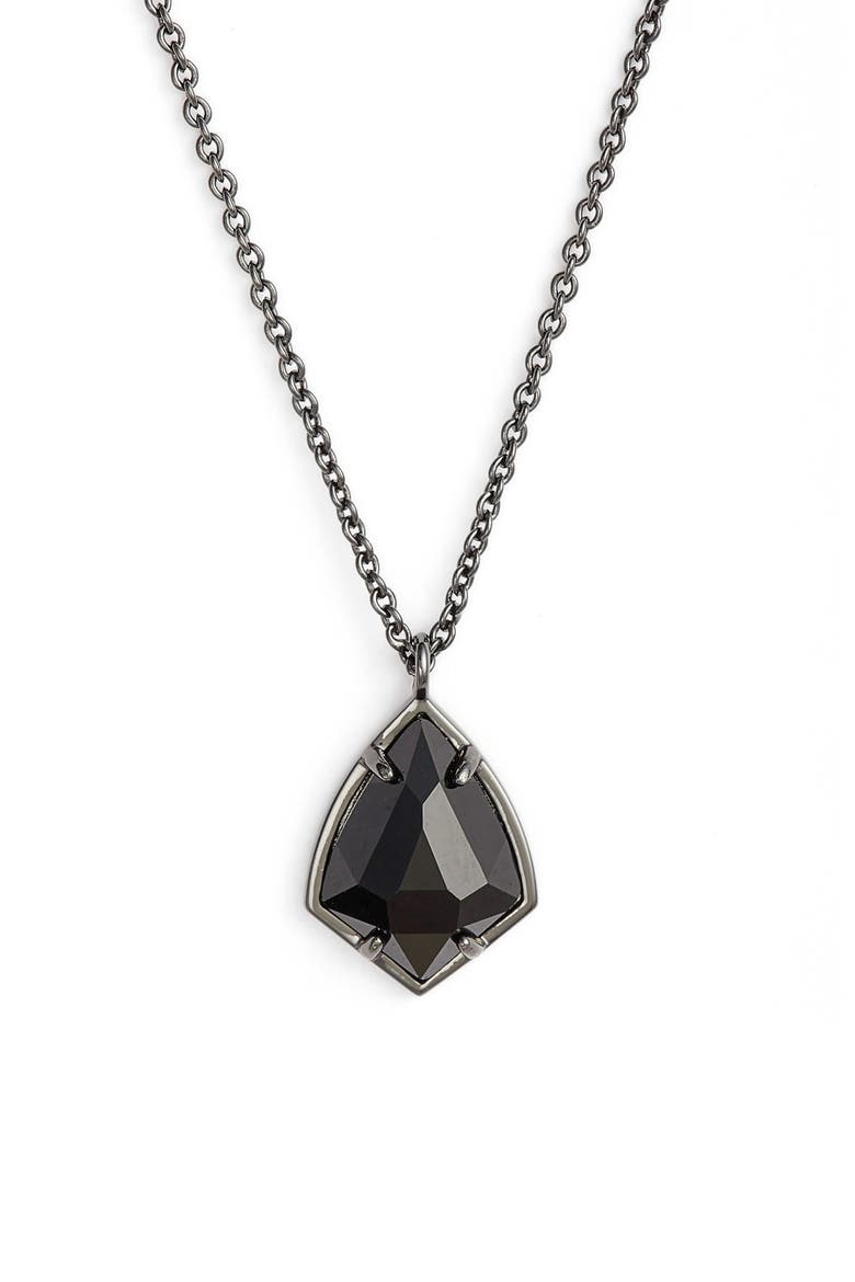 'Cory' Semiprecious Stone Pendant Necklace, Main, color, BLACK/ GUNMETAL