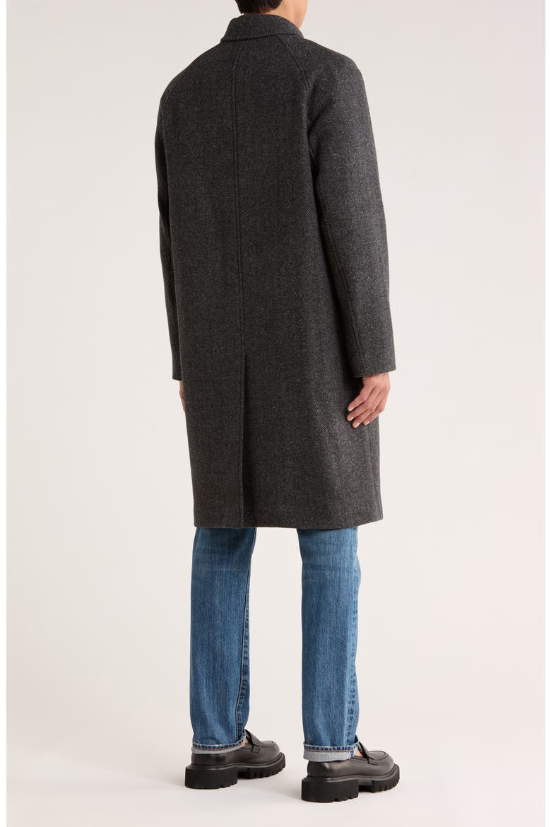 Balmacaan Herringbone Recycled Wool Blend Coat, Alternate, color, HEATHER CHARCOAL