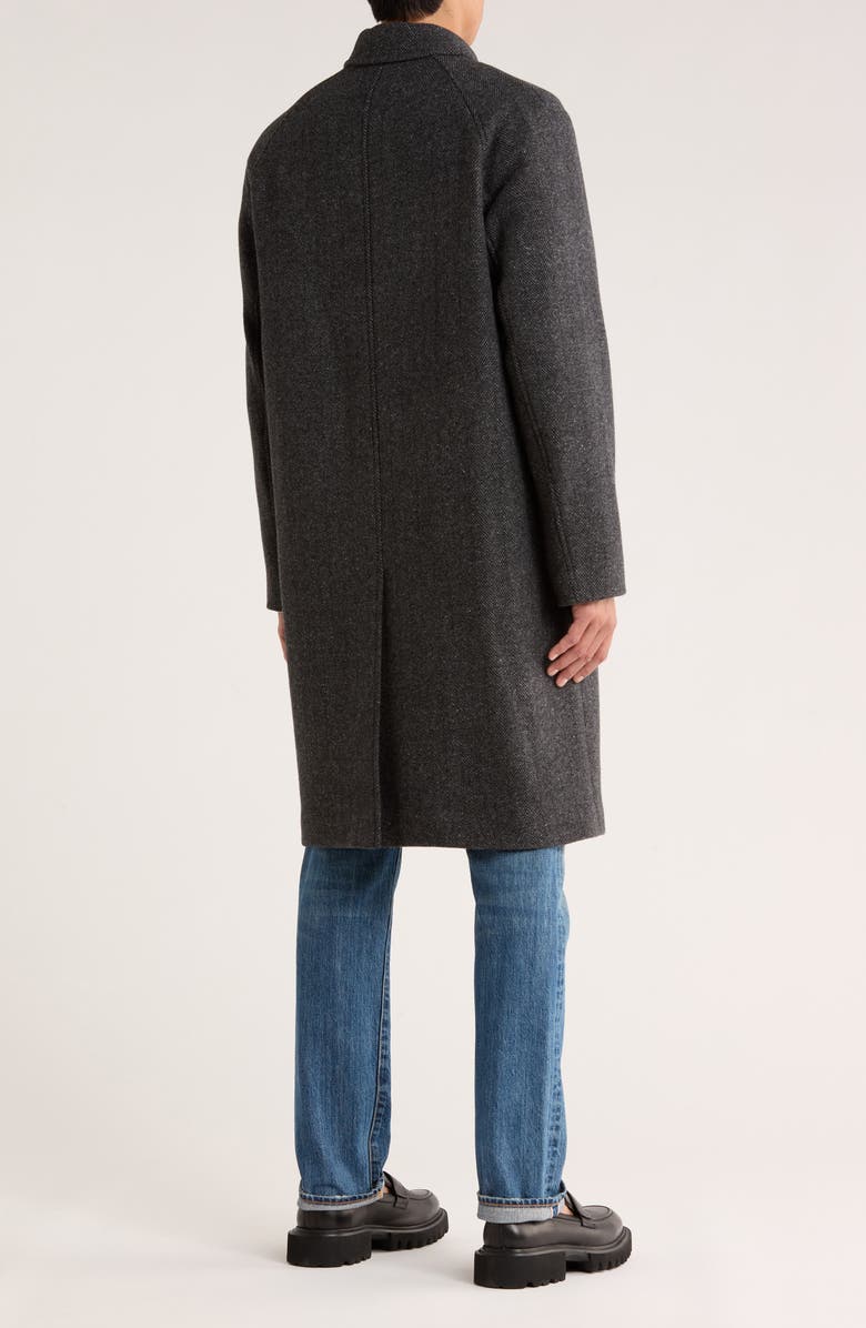 Vince Balmacaan Herringbone Recycled Wool Blend Coat, Alternate, color, Heather Charcoal