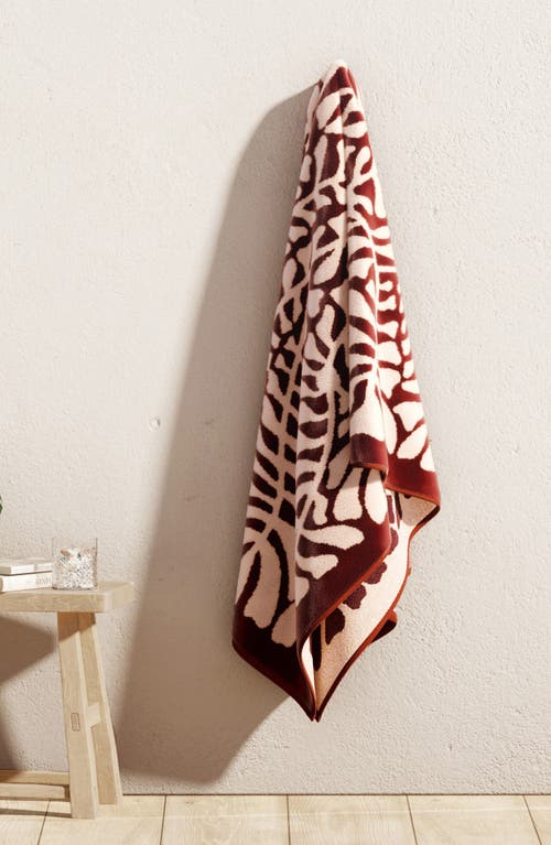 Woven & Weft Oversize Beach Towel In Terracotta Retro Leaves