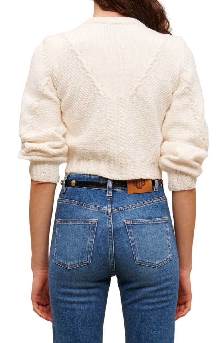 maje Myflor Floral Embroidered Cotton Blend Cardigan, Alternate, color, 