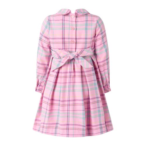 Rachel Riley Pink Check Pleated Dress In Pink