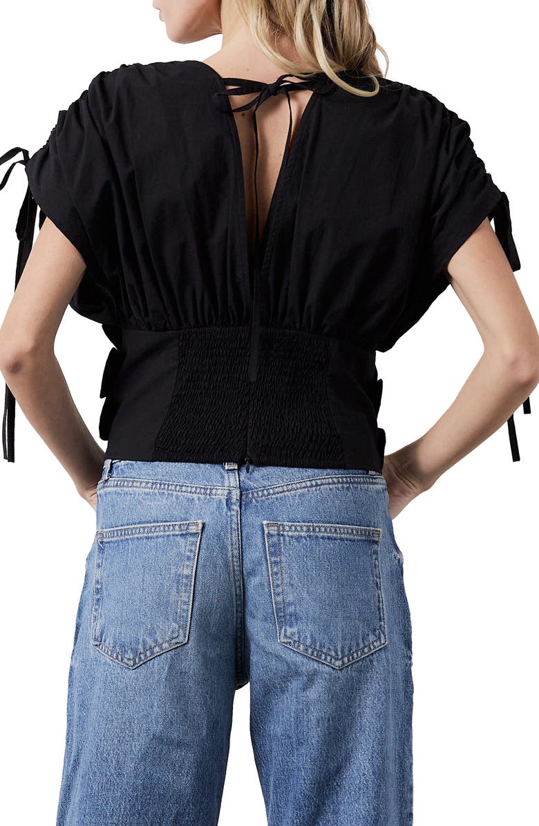 CIEBON Dielle Tie Cotton Top, Alternate, color, Black