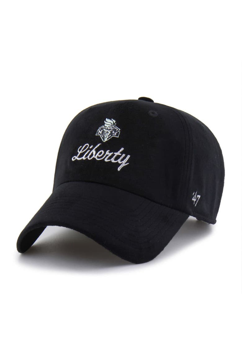 Unisex '47  Black New York Liberty Spirited Velour Clean Up Adjustable Hat, Main, color, Black