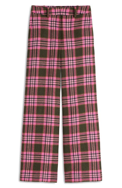 Boden Belgravia Plaid Wide Leg Pants In Pink