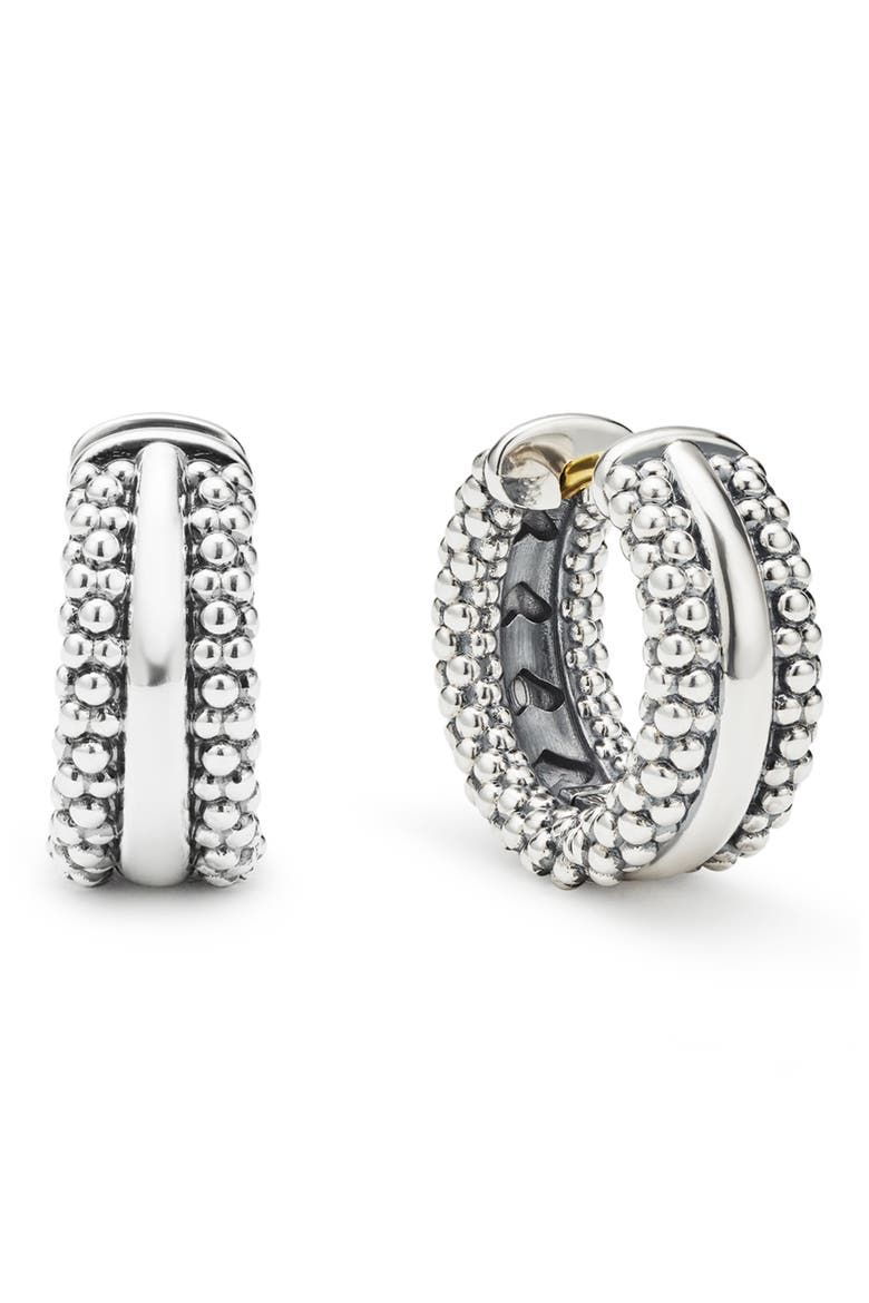 Signature Caviar Huggie Hoop Earrings (Nordstrom Exclusive), Main, color, SILVER