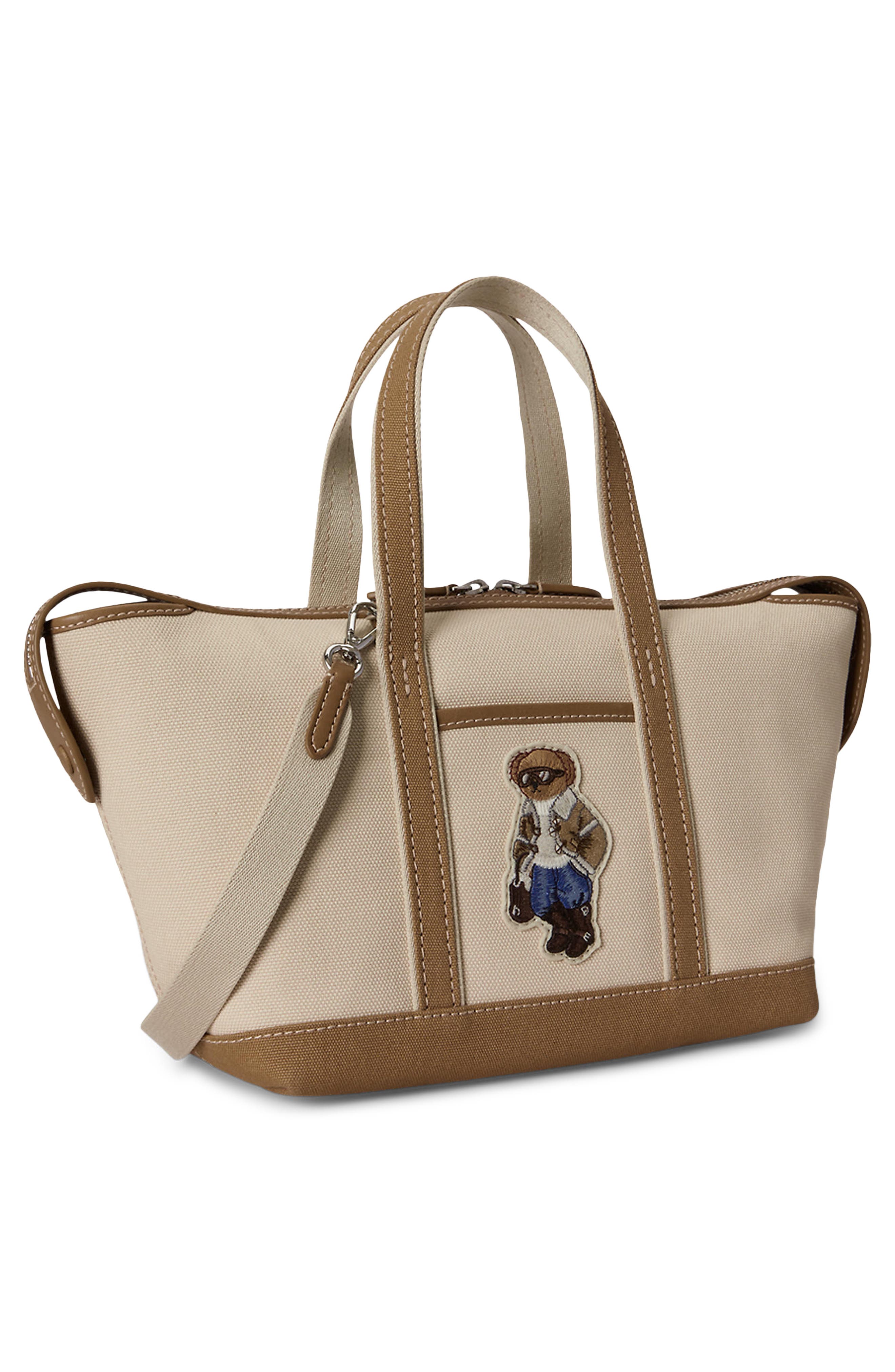 Polo Bear Mini Shopper Tote, Alternate, color, BARK TAN