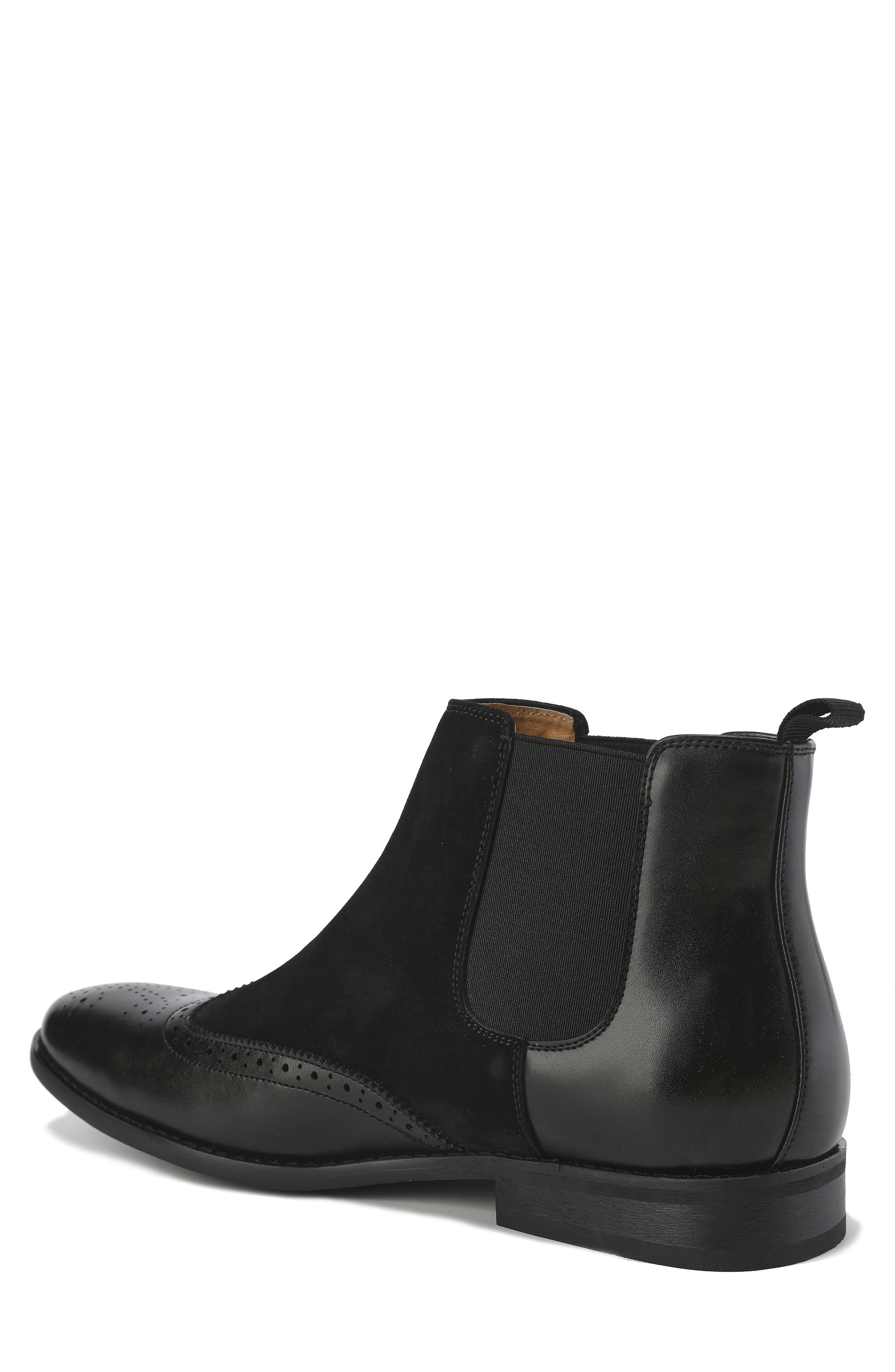 Gino Vitale Wingtip Brogue Two-Tone Chelsea Boot, Alternate, color, Black