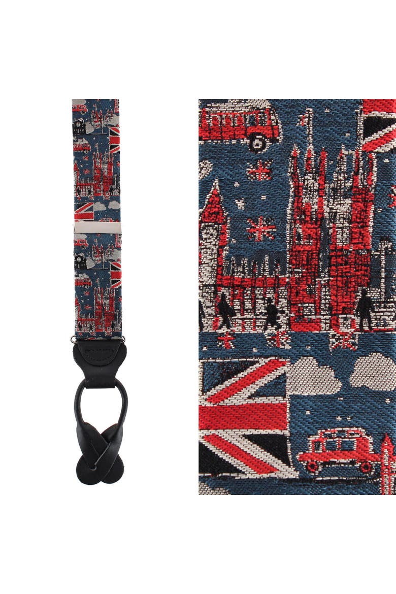 Kensinton Classic Silk Novelty Button End Suspenders, Main, color, Navy Blue