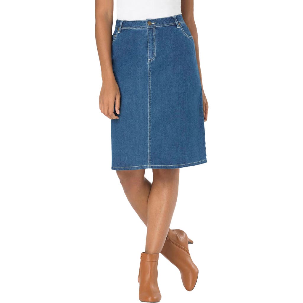 Jessica London True Fit Stretch Denim Short Skirt In Blue