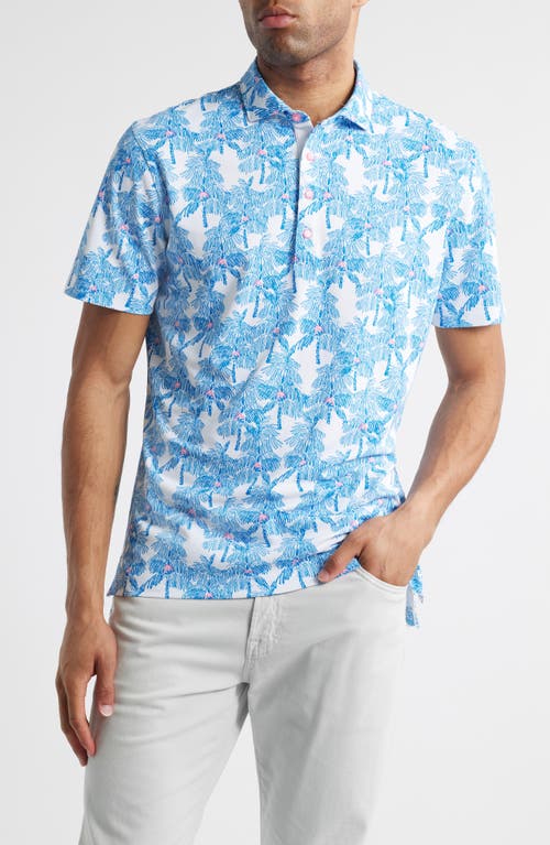 Johnnie-o The Grove Palm Tree Print Prep-formance Golf Polo In Palisades Blue