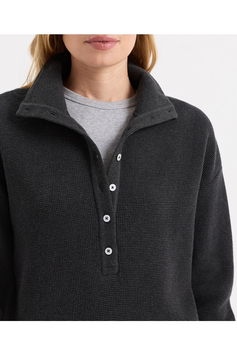 Organic Cotton Luxe Waffle Henley, Alternate, color, Dark Charcoal Heather