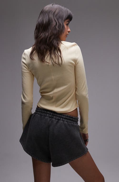 TOPSHOP TOPSHOP LONG SLEEVE COTTON RIB T-SHIRT