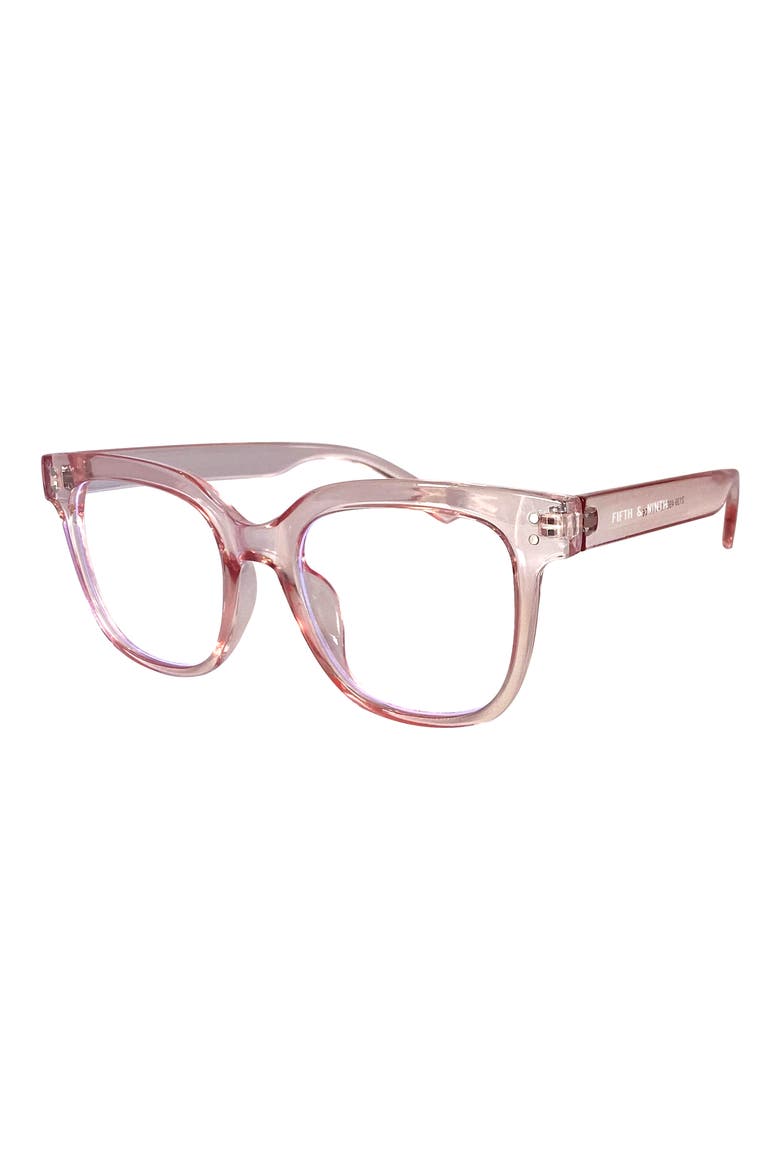 Draper 49mm Square Blue Light Blocking Glasses, Main, color, PINK
