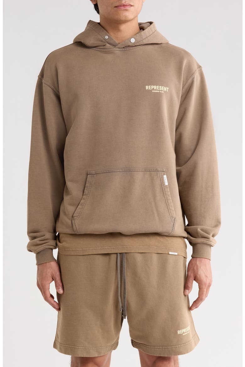 Owners' Club Cotton Graphic Hoodie, Main, color, ALMOND