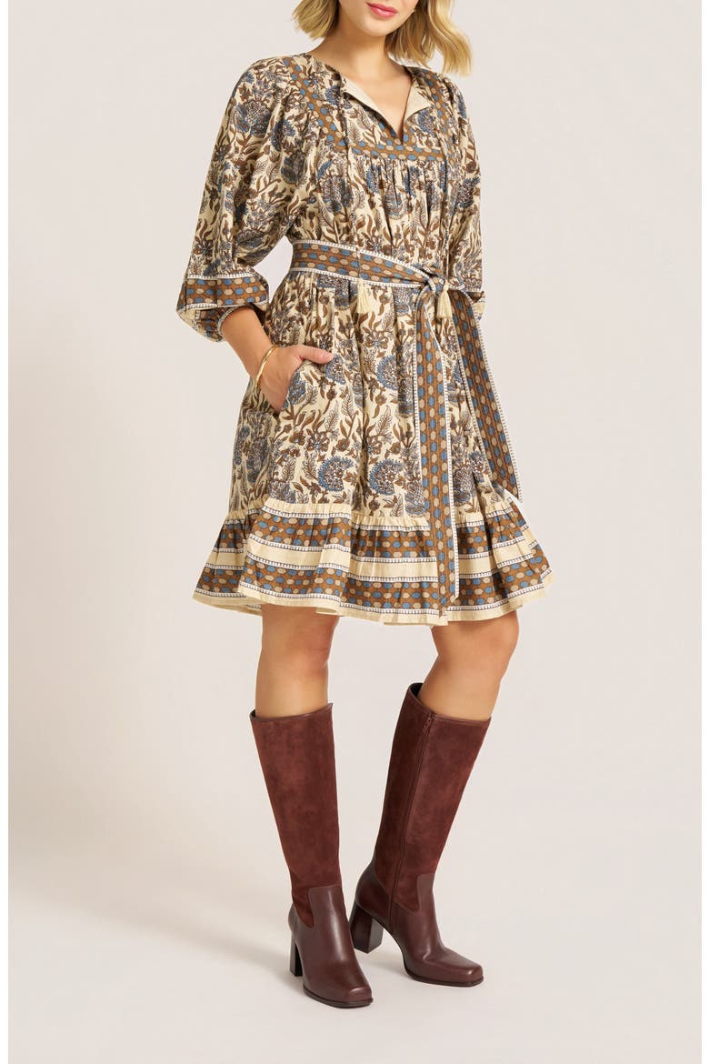 Cassia Mixed Print Cotton Dress, Alternate, color, STORM