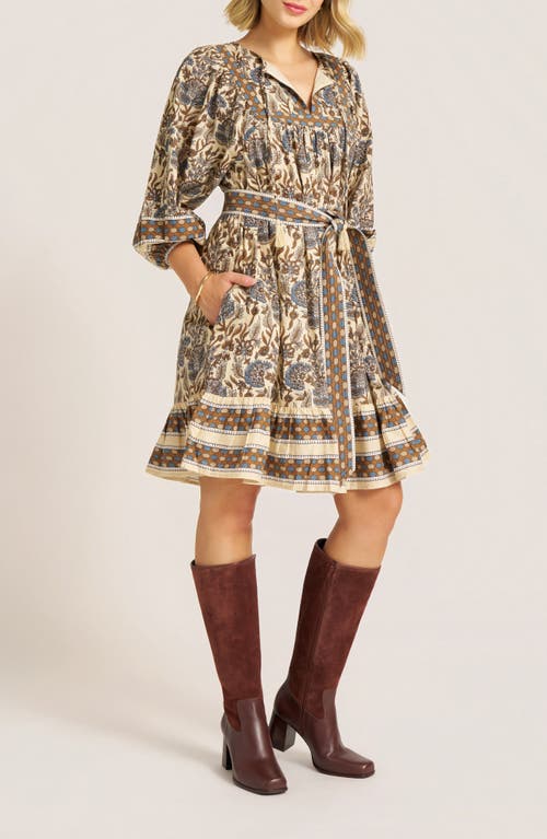 Matty M . Cassia Mixed Print Cotton Dress In Gray