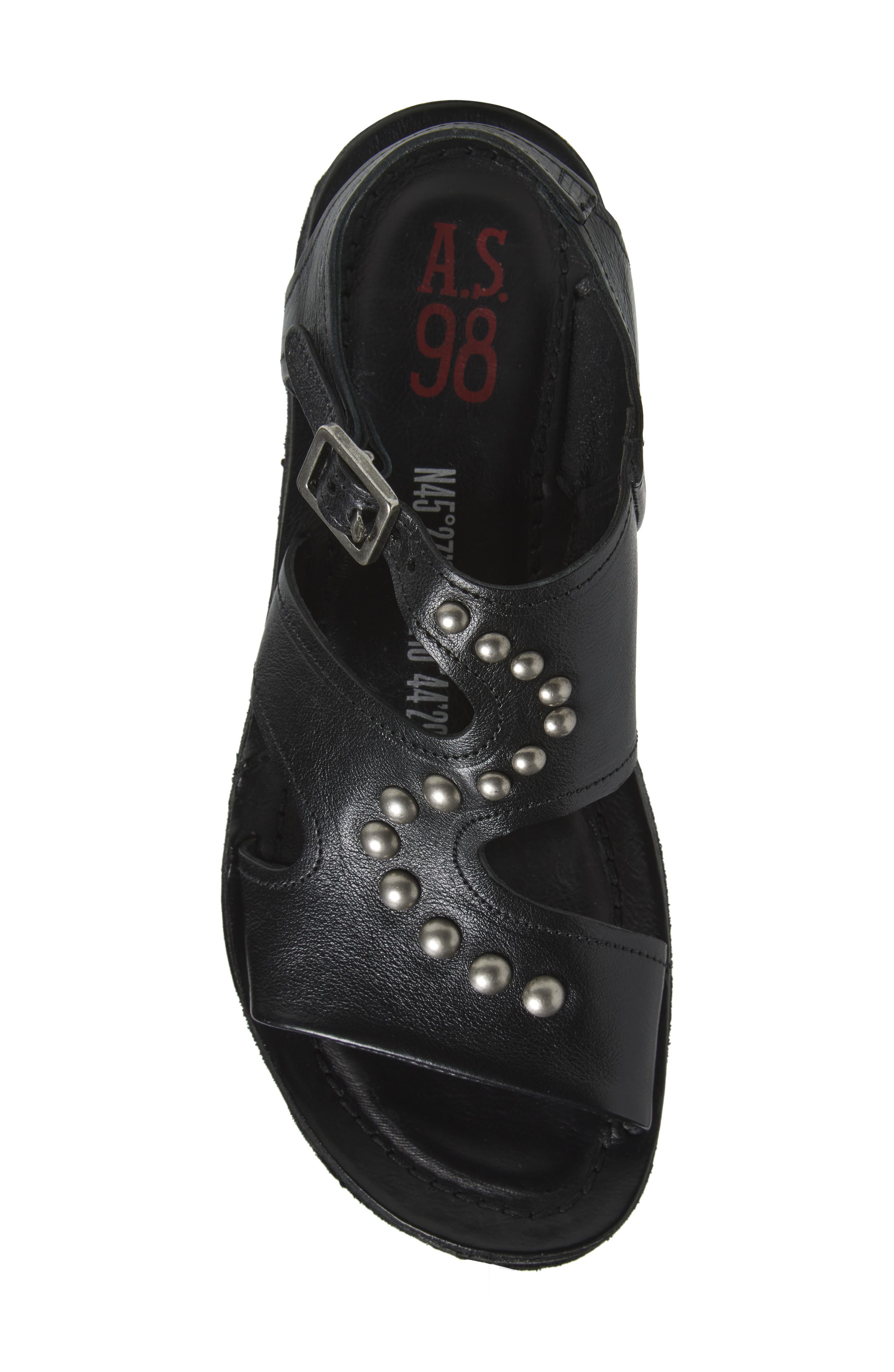 A.S.98 Romy Studded Sandal, Alternate, color, Black/ Black