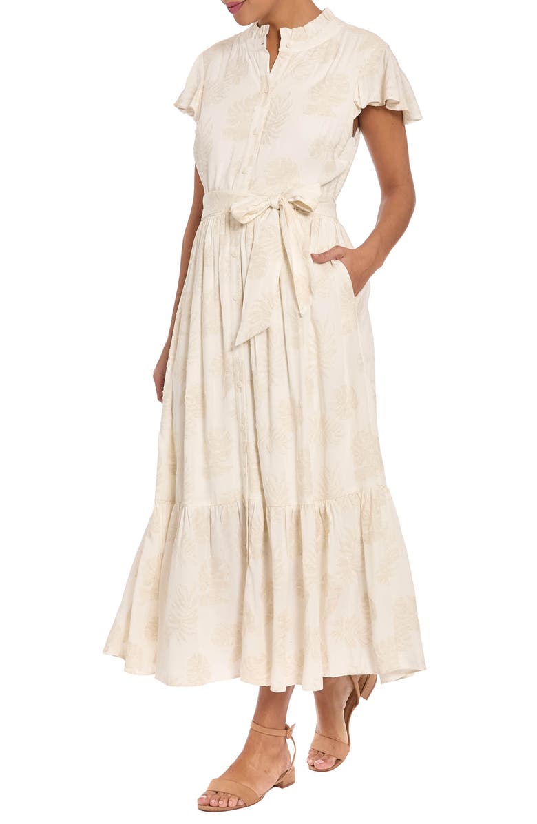 London Times Ruffle Tiered Maxi Dress, Alternate, color, Ivory/ Tan