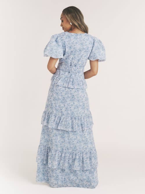 Six Stories Freya Floral Belted Ruffle Maxi Dress In Multi