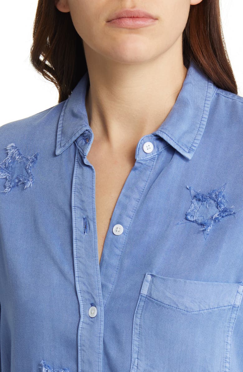 Rails Ingrid Star Appliqué Raw Hem Button-Up Shirt | Nordstromrack