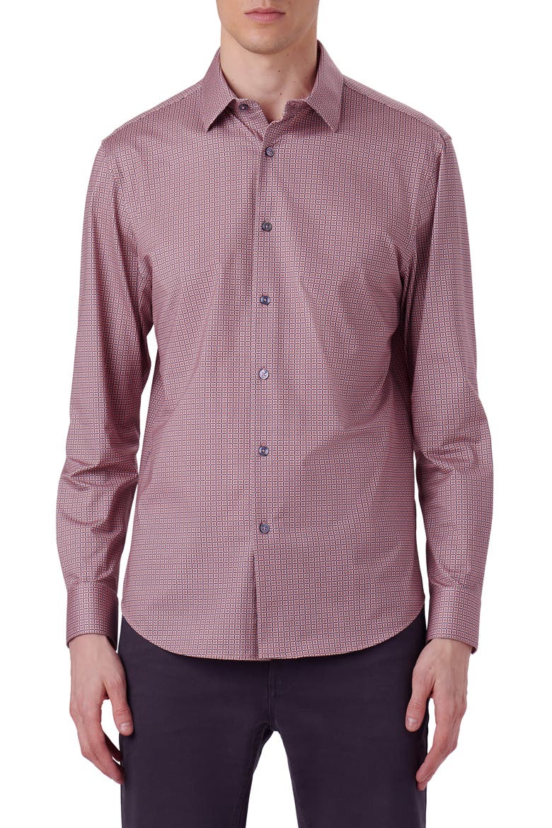 James OoohCotton® Geo Print Button-Up Shirt, Main, color, SALMON