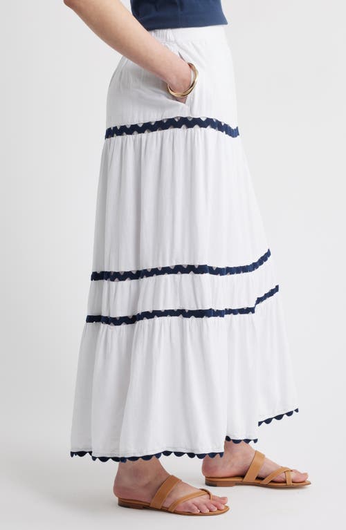Caslonr Caslon(r) Rickrack Trim Linen Blend Tiered Maxi Skirt