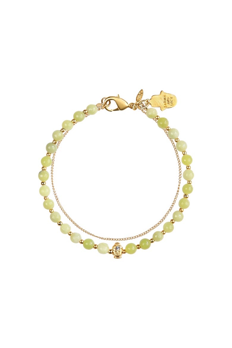 Jade Buddha Charm Women's Gold Chain Bracelet - Enlightened Soul, Main, color, Green/gold