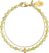 Karma and Luck Jade Buddha Charm Women's Gold Chain Bracelet - Enlightened Soul