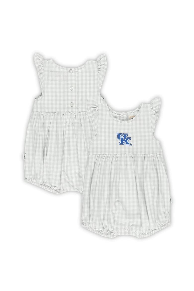 Girl's Infant Garb Gray Kentucky Wildcats Cara Gingham Ruffled Bodysuit, Main, color, Gray