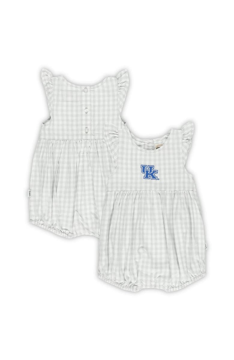 GARB Girl's Infant Garb Gray Kentucky Wildcats Cara Gingham Ruffled Bodysuit, Main, color, Gray