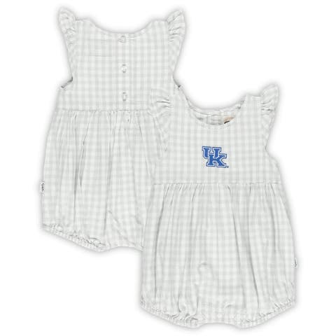 Girl's Infant Garb Gray Kentucky Wildcats Cara Gingham Ruffled Bodysuit