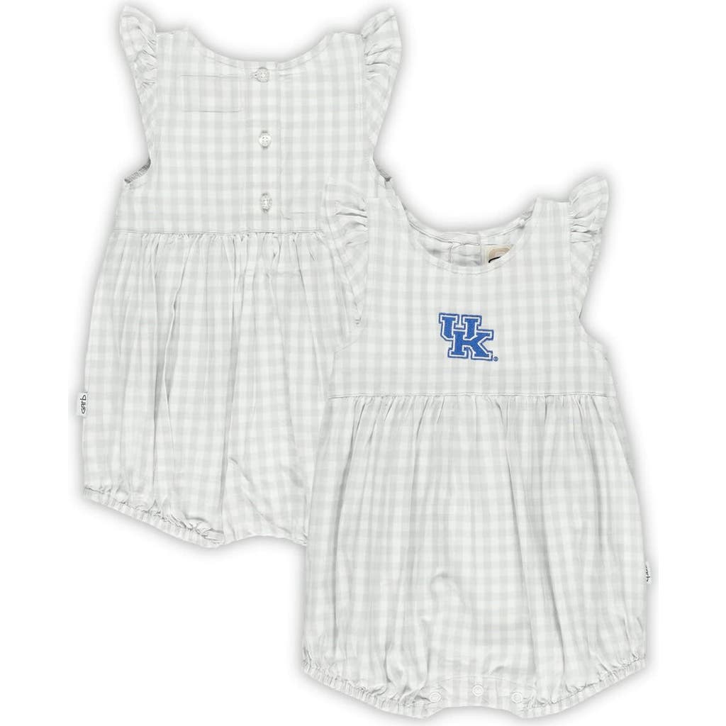 Garb Babies' Girl's Infant Gray Kentucky Wildcats Cara Gingham Ruffled Bodysuit In Silver