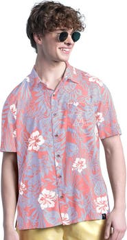 Margaritaville Men's Margaritaville Coral Arizona Diamondbacks Palm Shade Party Button-Up Shirt