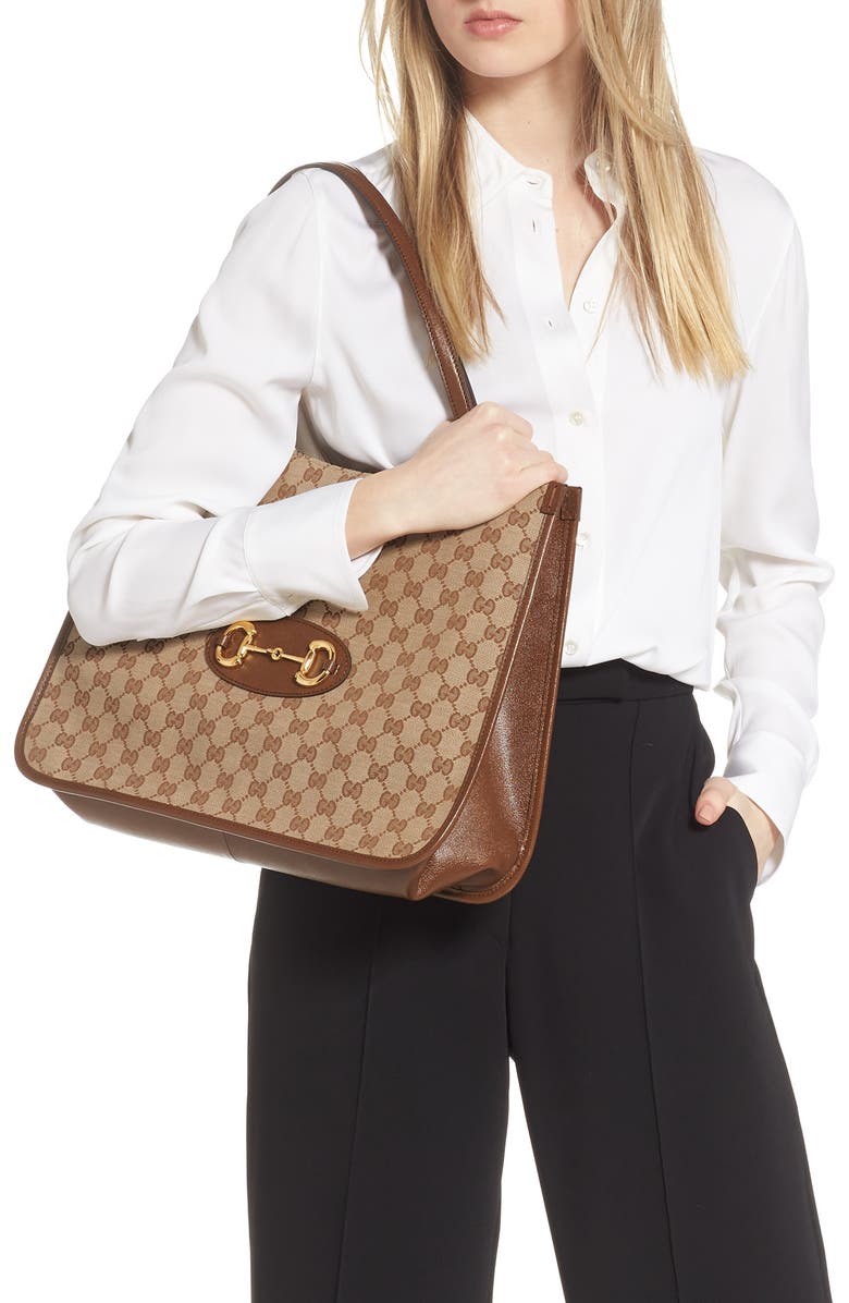 Gucci 1955 Horsebit GG Original Canvas Tote, Alternate, color,