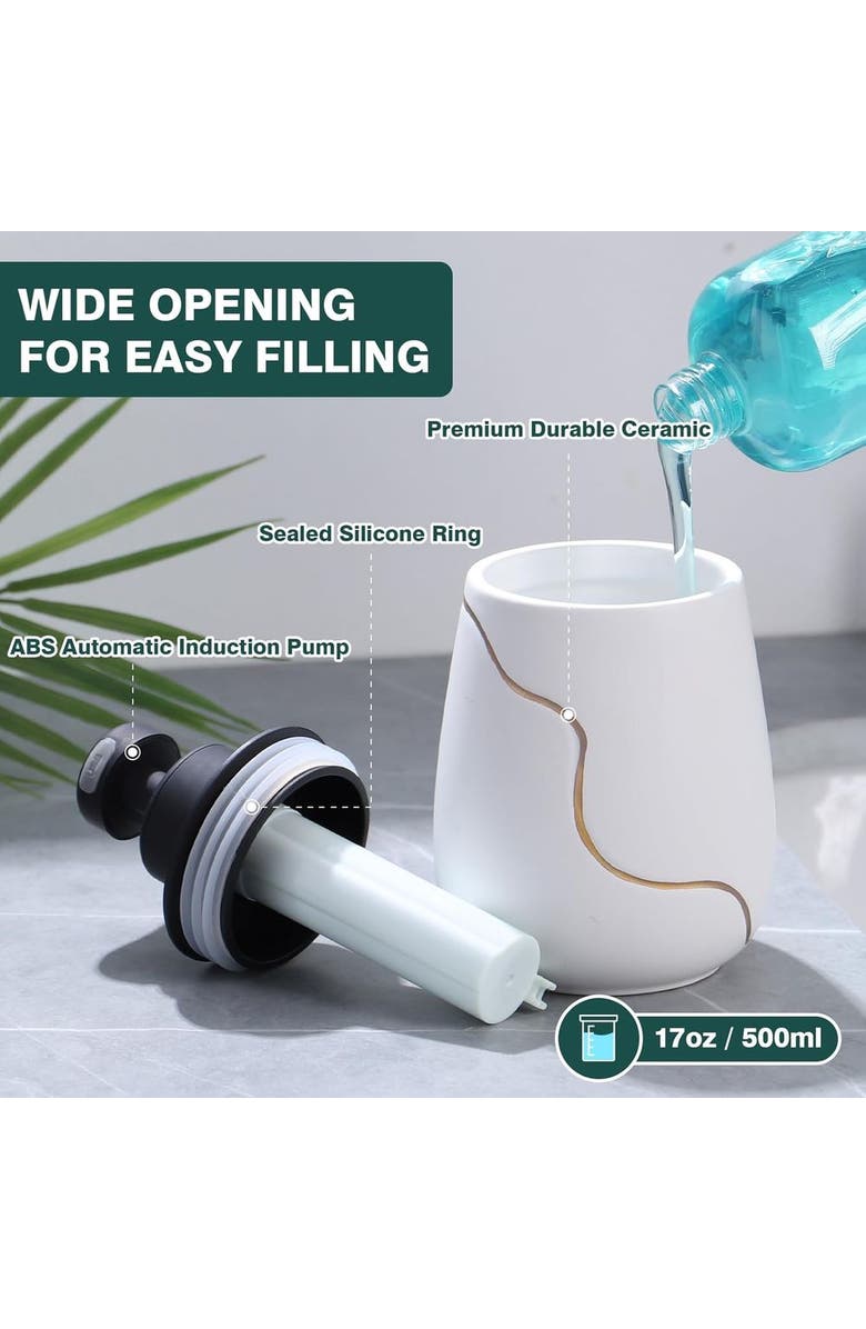 Bosilunlife Nordic Garden Automatic Liquid Soap Dispenser, Alternate, color, White