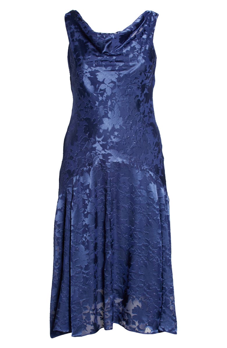 Alex Evenings Floral Burnout Fil Coupé Dress with Shawl, Alternate, color, Wedgewood