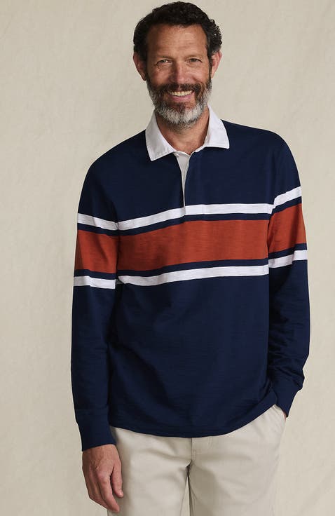 Long Sleeve Textured Rugby Polo