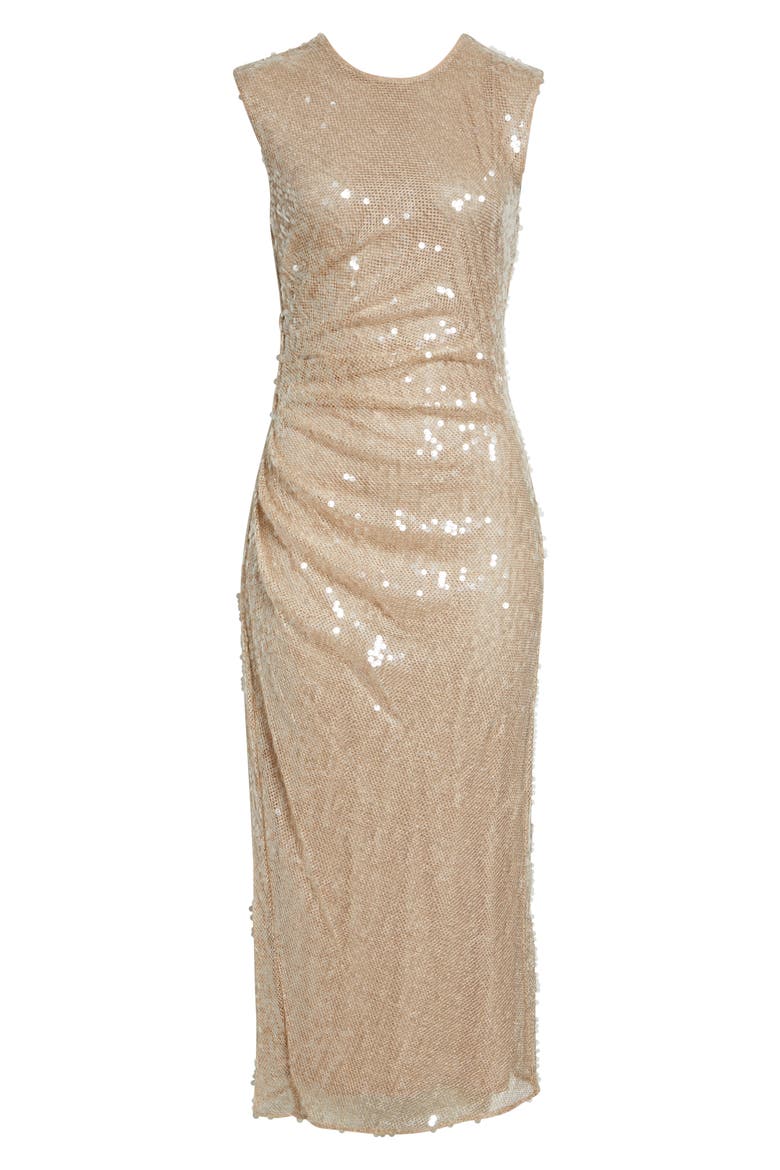 Kimberly Side Ruched Sequin Sheath Dress, Alternate, color, CHAMPAGNE