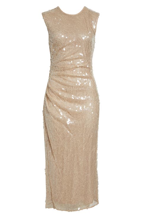 Kimberly Side Ruched Sequin Sheath Dress