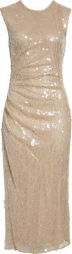 Veronica Beard Kimberly Side Ruched Sequin Sheath Dress