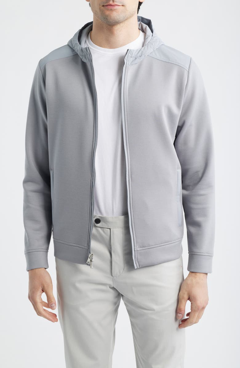 Peter Millar Crown Crafted Winsome Hybrid Hooded Jacket, Main, color, Gale Grey