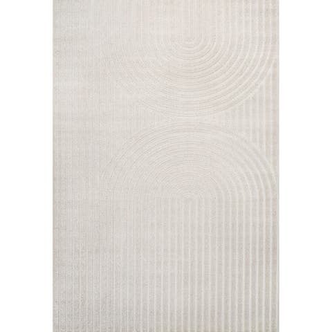 Sofia High-Low MidCentury Modern Arch Stripe Two-Tone Indoor/Outdoor Area Rug