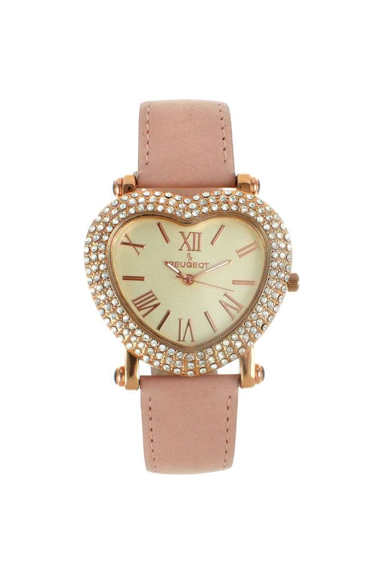 Valentine Heart Shape Suede Watch- 40MM, Main, color, Pink