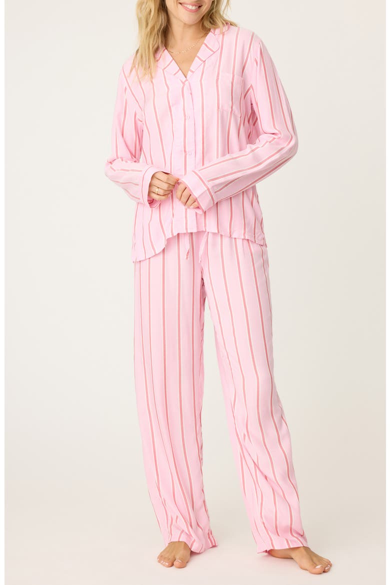 Stripe Hype Pajamas & Head Wrap Set, Main, color, CANDY PINK